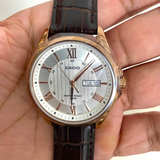 Casio General White Dial With Brown Leather Strap Men Watch MTP-1384L-7AVDF-P