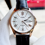 Casio General White Dial With Brown Leather Strap Men Watch MTP-1384L-7AVDF-P