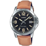 Casio General Black Dial Brown Leather Strap Men Watch MTP-V004L-1B2UDF-P