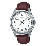 Casio General MTP-V005L-7B4UDF White Dial Brown Leather Men's Watch