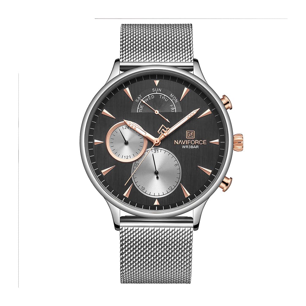 NAVIFORCE ANALOG NF3010 S B STAINLESS STEEL CHRONOGRAPH QUARTZ UNISEX H2 Hub