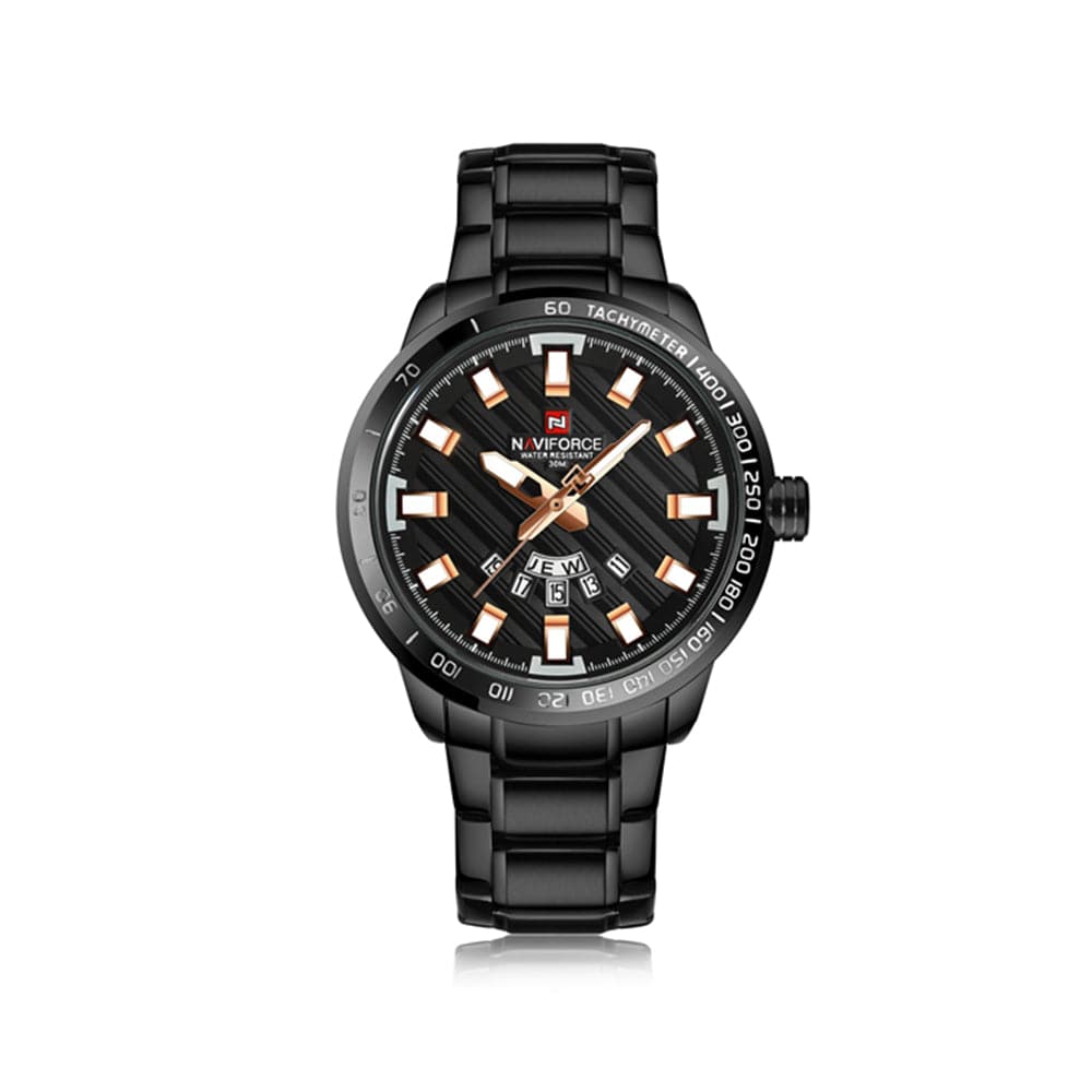 NAVIFORCE ANALOG NF9090 B/B/RG STAINLESS STEEL QUARTZ MEN'S WATCH - H2 Hub Watches