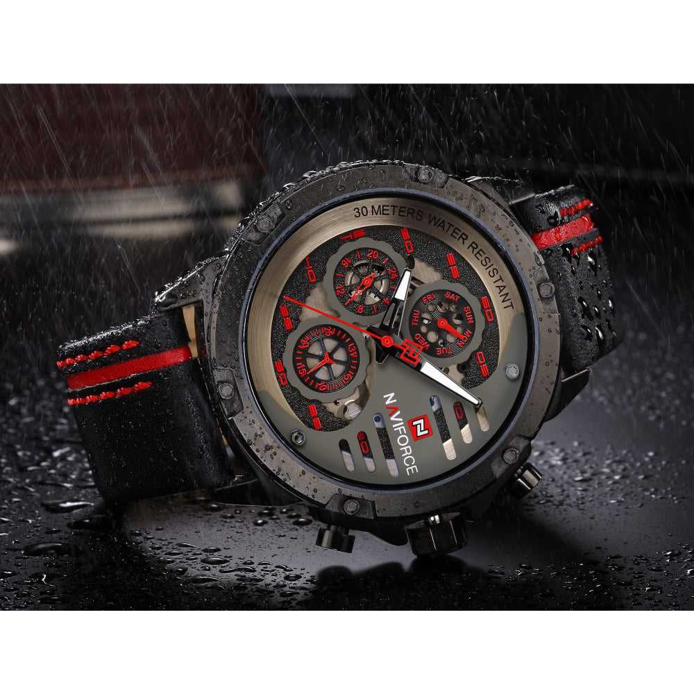 NAVIFORCE NF9110 B/R/B MEN'S CHRONOGRAPH WATCH - H2 Hub Watches