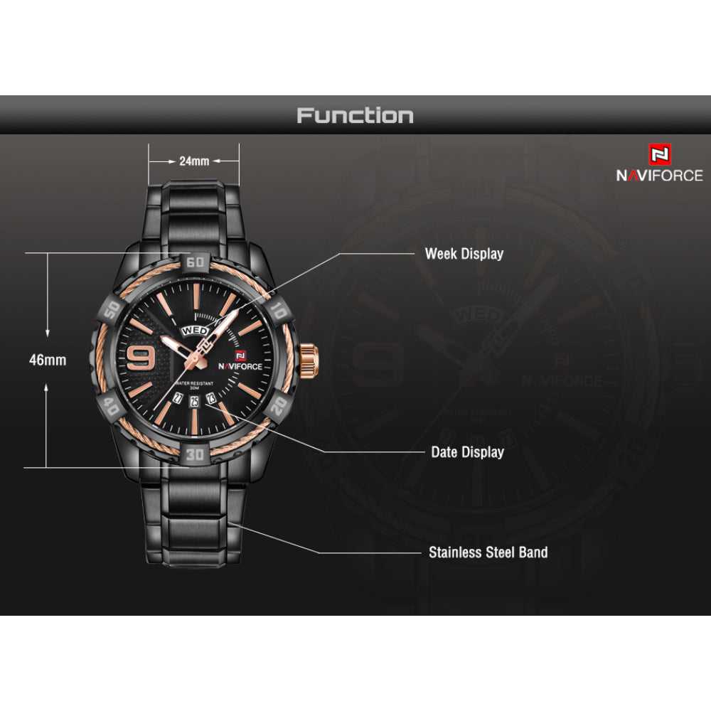 NAVIFORCE NF9117S B/RG MEN'S ANALOG WATCH - H2 Hub Watches