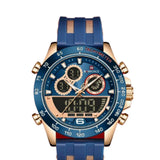 NAVIFORCE DUAL SCREEN NF9188T RG/BE/BE BLUE SILICONE MEN WATCH