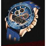 NAVIFORCE DUAL SCREEN NF9188T RG/BE/BE BLUE SILICONE MEN WATCH