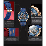 NAVIFORCE DUAL SCREEN NF9188T RG/BE/BE BLUE SILICONE MEN WATCH
