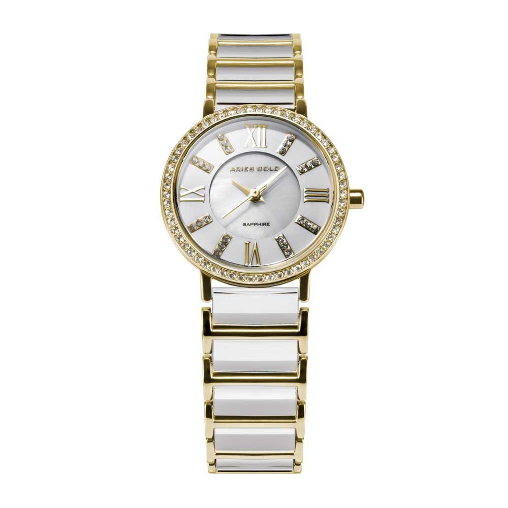 ARIES GOLD ENCHANT GLITTER GOLD STAINLESS STEEL PS 310L S-GOLD CERAMIC WOMEN'S WATCH - H2 Hub Watches