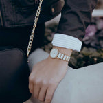 ARIES GOLD ENCHANT GLITTER ROSE GOLD STAINLESS STEEL PS 310L RG-WHITE CERAMIC WOMEN'S WATCH - H2 Hub Watches