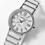 ARIES GOLD ENCHANT GLITTER SILVER STAINLESS STEEL PS 310L S-WHITE CERAMIC WOMEN'S WATCH - H2 Hub Watches
