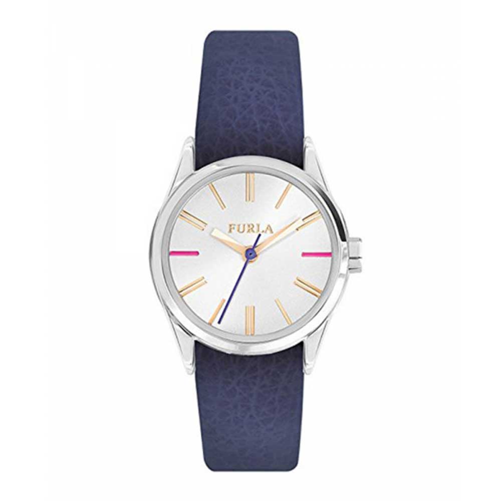 FURLA SILVER ANALOG QUARTZ SILVER STAINLESS STEEL R4251101512 BLUE LEATHER STRAP WOMEN'S WATCH - H2 Hub Watches