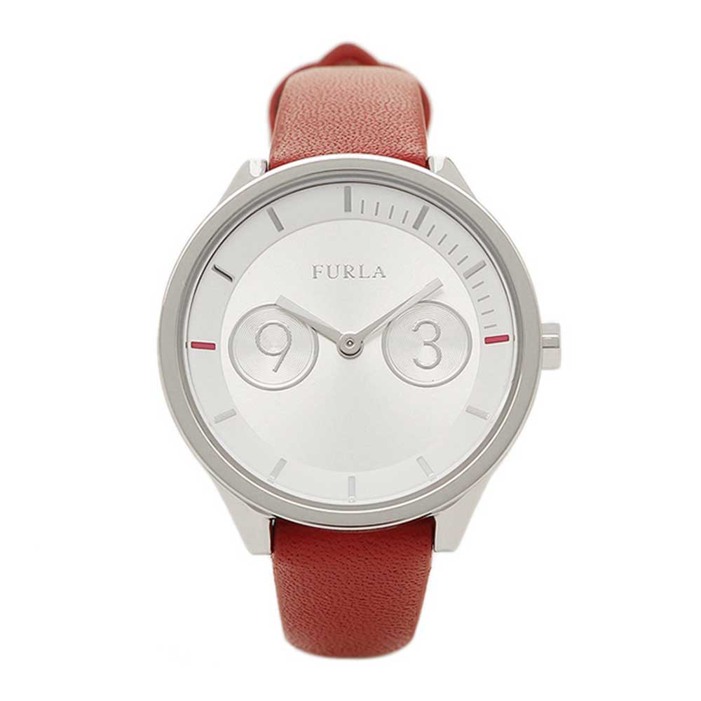 FURLA METROPOLIS ANALOG QUARTZ SILVER STAINLESS STEEL R4251102507 RED LEATHER STRAP WOMEN'S WATCH - H2 Hub Watches