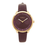 FURLA METROPOLIS ANALOG QUARTZ GOLD STAINLESS STEEL R4251102516 BURGUNDY LEATHER STRAP WOMEN'S WATCH - H2 Hub Watches