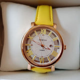 CASIO SHEEN SHE-4047PGL-9AUDR YELLOW LEATHER STRAP WOMEN'S WATCH