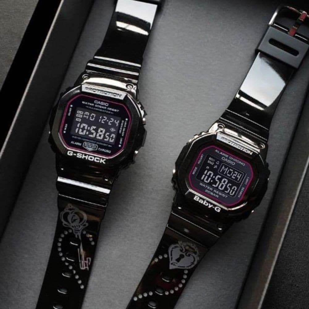 CASIO G-SHOCK BABY-G DIGITAL QUARTZ BLACK RESIN SLV-18B-1DR COUPLE'S WATCH - H2 Hub Watches