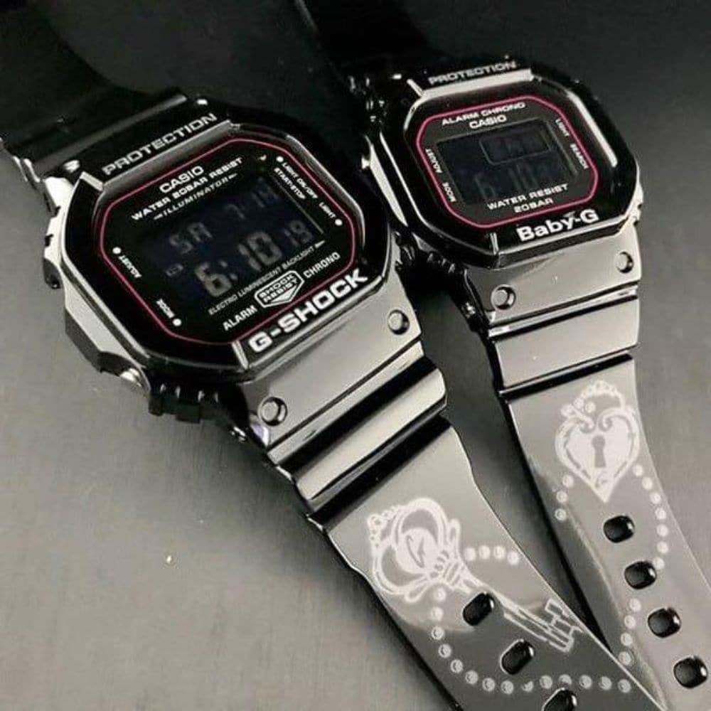 CASIO G-SHOCK BABY-G DIGITAL QUARTZ BLACK RESIN SLV-18B-1DR COUPLE'S WATCH - H2 Hub Watches