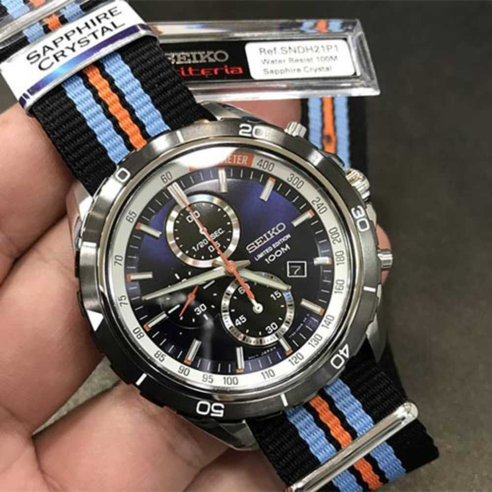 SEIKO CRITERIA SNDH21P1 CHRONOGRAPH MEN'S STRIPED NYLON STRAP WATCH - H2 Hub Watches