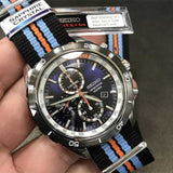 SEIKO CRITERIA SNDH21P1 CHRONOGRAPH MEN'S STRIPED NYLON STRAP WATCH - H2 Hub Watches