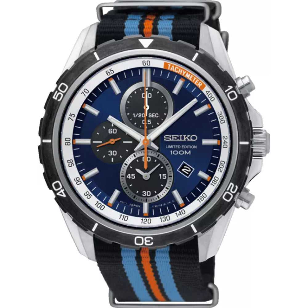 SEIKO CRITERIA SNDH21P1 CHRONOGRAPH MEN'S STRIPED NYLON STRAP WATCH - H2 Hub Watches