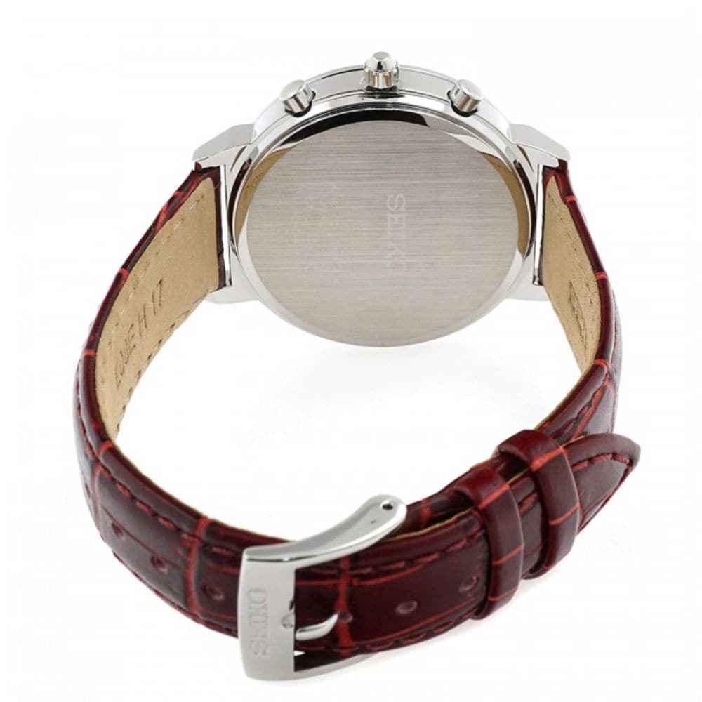 SEIKO GENERAL SNDV37P1 CHRONOGRAPH MAROON LEATHER STRAP WOMEN'S WATCH - H2 Hub Watches