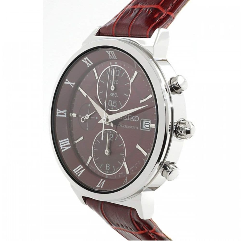 SEIKO GENERAL SNDV37P1 CHRONOGRAPH MAROON LEATHER STRAP WOMEN'S WATCH - H2 Hub Watches