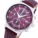 SEIKO GENERAL SNDV37P1 CHRONOGRAPH MAROON LEATHER STRAP WOMEN'S WATCH - H2 Hub Watches
