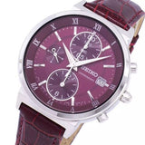 SEIKO GENERAL SNDV37P1 CHRONOGRAPH MAROON LEATHER STRAP WOMEN'S WATCH - H2 Hub Watches