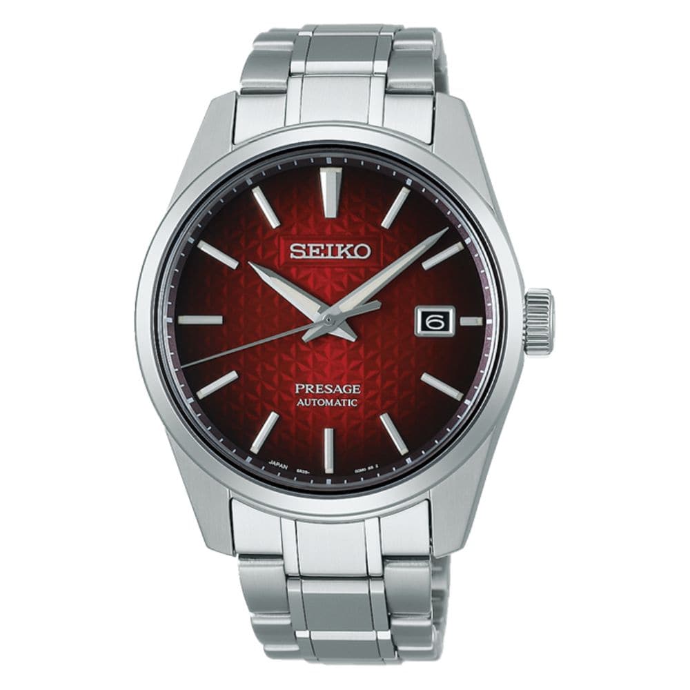 SEIKO PRESAGE AUTOMATIC SPB227J1 SHARP EDGED RED DIAL MEN S WATCH