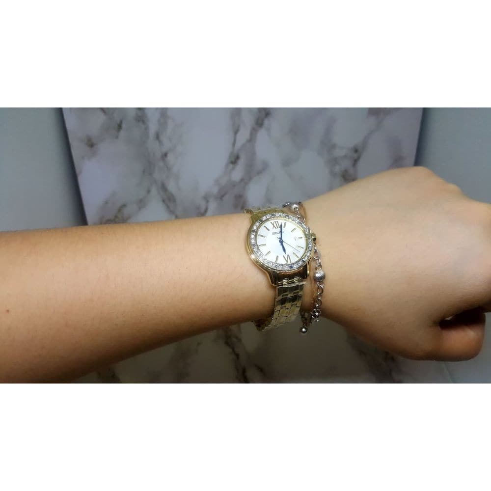 SEIKO GENERAL SWAROVSKI CRYSTAL SXDG76P1 STAINLESS STEEL WOMEN'S GOLD WATCH - H2 Hub Watches