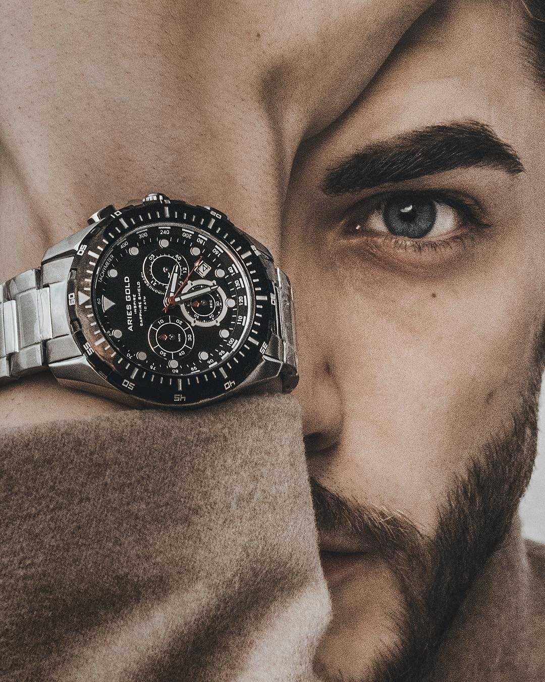 ARIES GOLD DRIFTER CHRONOGRAPH SILVER STAINLESS STEEL G 7001 SBK-BK MEN'S WATCH - H2 Hub Watches