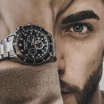 ARIES GOLD DRIFTER CHRONOGRAPH SILVER STAINLESS STEEL G 7001 SBK-BK MEN'S WATCH - H2 Hub Watches