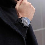 ARIES GOLD CHRONOGRAPH JOLTER BLACK STAINLESS STEEL G 7008 BK-BK LEATHER STRAP MEN'S WATCH - H2 Hub Watches