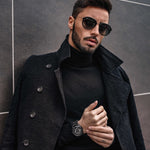ARIES GOLD CHRONOGRAPH JOLTER BLACK STAINLESS STEEL G 7008 BK-BK LEATHER STRAP MEN'S WATCH - H2 Hub Watches