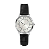 GUESS KISMET SILVER STAINLESS STEEL W0930L2 BLACK LEATHER STRAP WOMEN'S WATCH - H2 Hub Watches