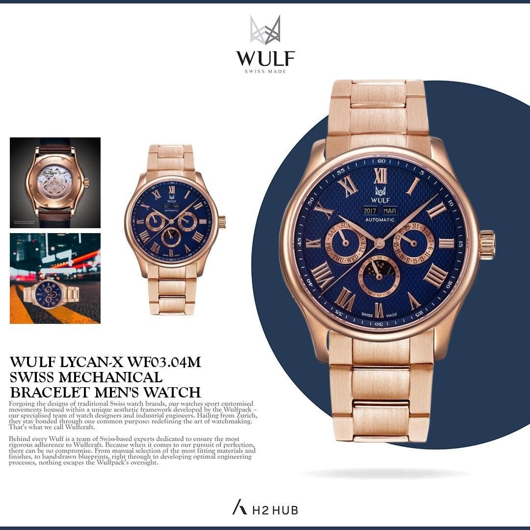 WULF LYCAN-X WF03.04M SWISS MECHANICAL BRACELET MEN'S WATCH - H2 Hub Watches