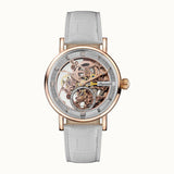 INGERSOLL HERALD AUTOMATIC I00404B ROSE GOLD ROUND WHITE LEATHER STRAP MEN'S WATCH