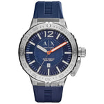ARMANI EXCHANGE ANALOG QUARTZ SILVER STAINLESS STEEL AX1812 BLUE RUBBER STRAP MEN'S WATCH - H2 Hub Watches