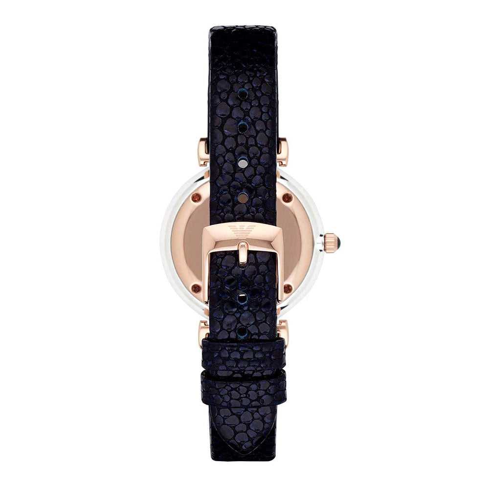 EMPORIO ARMANI RETRO AR1989 BLUE LEATHER STRAP WOMEN'S WATCH - H2 Hub Watches
