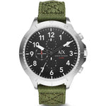 ARMANI EXCHANGE CHRONOGRAPH SILVER STAINLESS STEEL AX1759 GREEN NYLON STRAP MEN'S WATCH - H2 Hub Watches