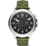 ARMANI EXCHANGE CHRONOGRAPH SILVER STAINLESS STEEL AX1759 GREEN NYLON STRAP MEN'S WATCH - H2 Hub Watches