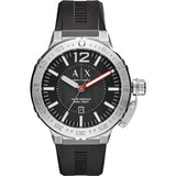 ARMANI EXCHANGE ANALOG QUARTZ SILVER STAINLESS STEEL AX1810 BLACK RUBBER STRAP MEN'S WATCH - H2 Hub Watches