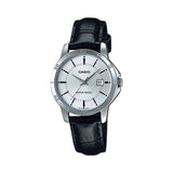 CASIO ANALOG LTP-V004L-7AUDF-P BLACK LEATHER WOMEN WATCH