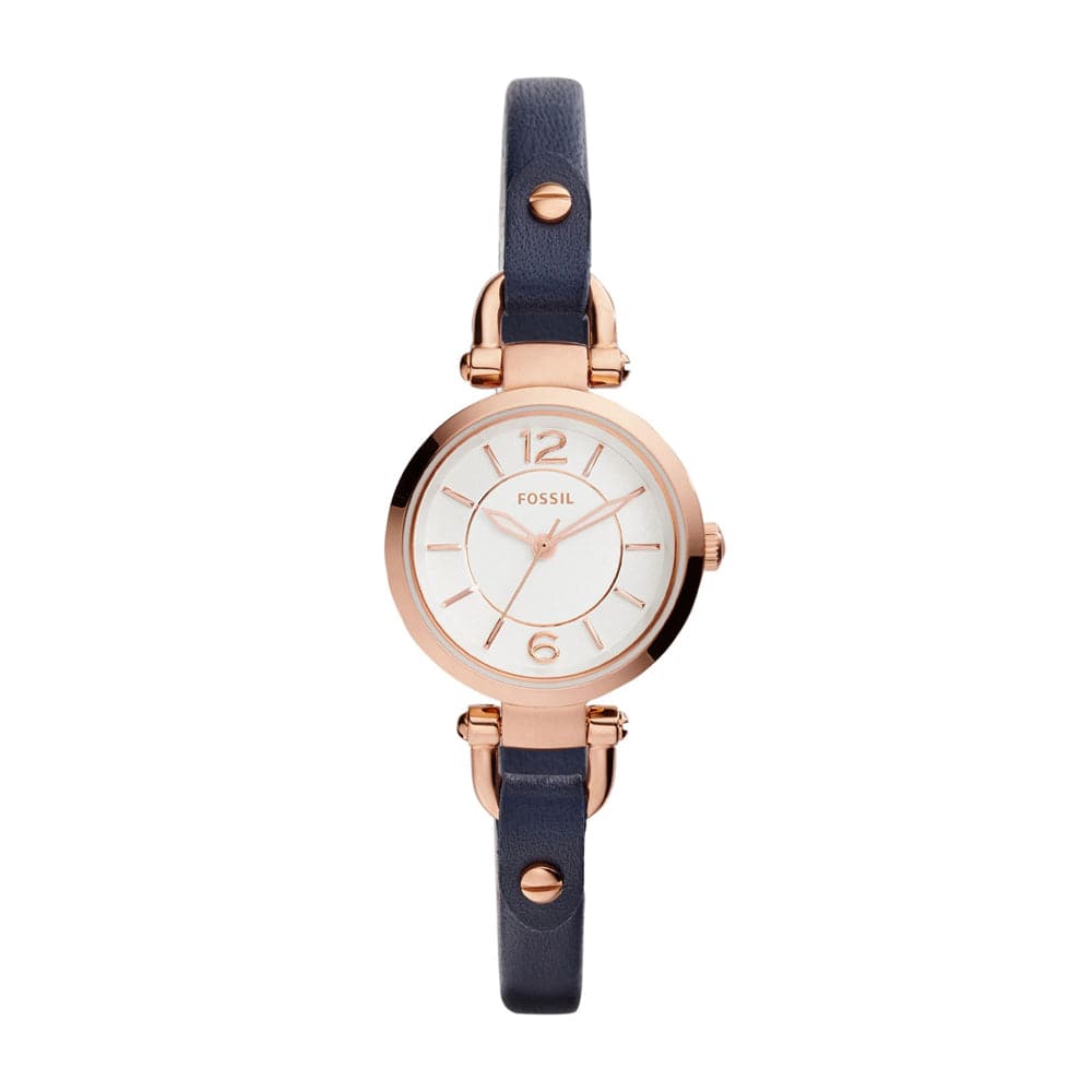 FOSSIL GEORGIA ANALOG QUARTZ ROSE GOLD STAINLESS STEEL ES4026 GREY LEATHER STRAP WOMEN'S WATCH - H2 Hub Watches