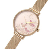 SARA MILLER ROSE GOLD STAINLESS STEEL MESH STRAP BUTTERFLY DIAL WOMEN'S WATCH SA4060