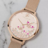 SARA MILLER ROSE GOLD STAINLESS STEEL MESH STRAP BUTTERFLY DIAL WOMEN'S WATCH SA4060