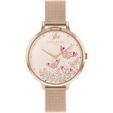 SARA MILLER ROSE GOLD STAINLESS STEEL MESH STRAP BUTTERFLY DIAL WOMEN'S WATCH SA4060