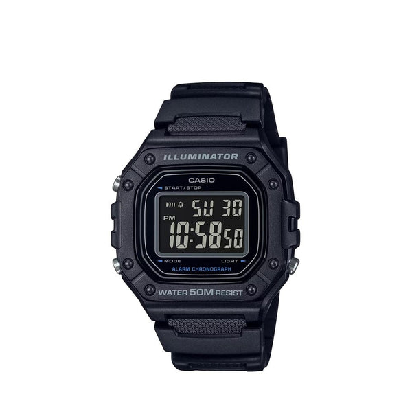 Casio General Standard Digital Black Resin Strap Watch For Men W-218H-1BVDF