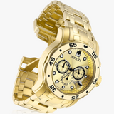 Invicta Pro Diver Gold Stainless Steel Strap Men's Watch - Chronograph | 0074