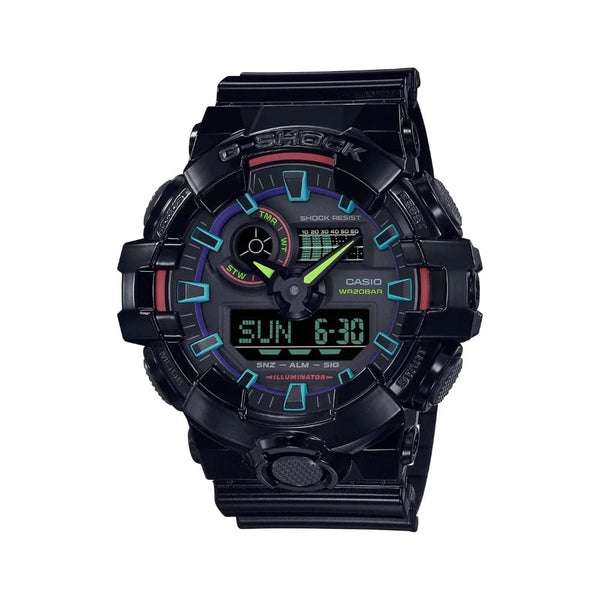 Casio G-Shock Virtual Rainbow Analog Digital Black Men Watch GA-700RGB-1ADR