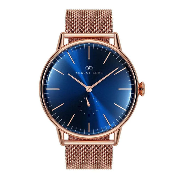 August Berg Blue Dial Rose Gold Milanese Strap Unisex Watch 10140A05MRG